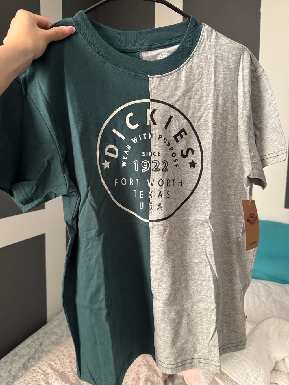 Dickies Two-Tone Green & Gray Split Logo Short Sleeve Tee
